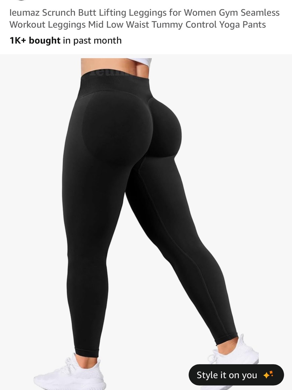 Scrunch Butt Lifting Seamless Leggings for Women - Black